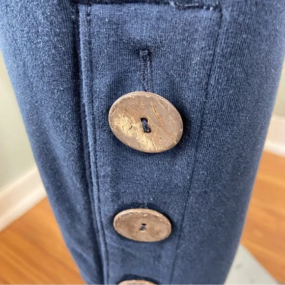 Soft Surroundings Navy Blue Elastic Waist Lounge Pants Straight Leg Side Buttons - Picture 7 of 11